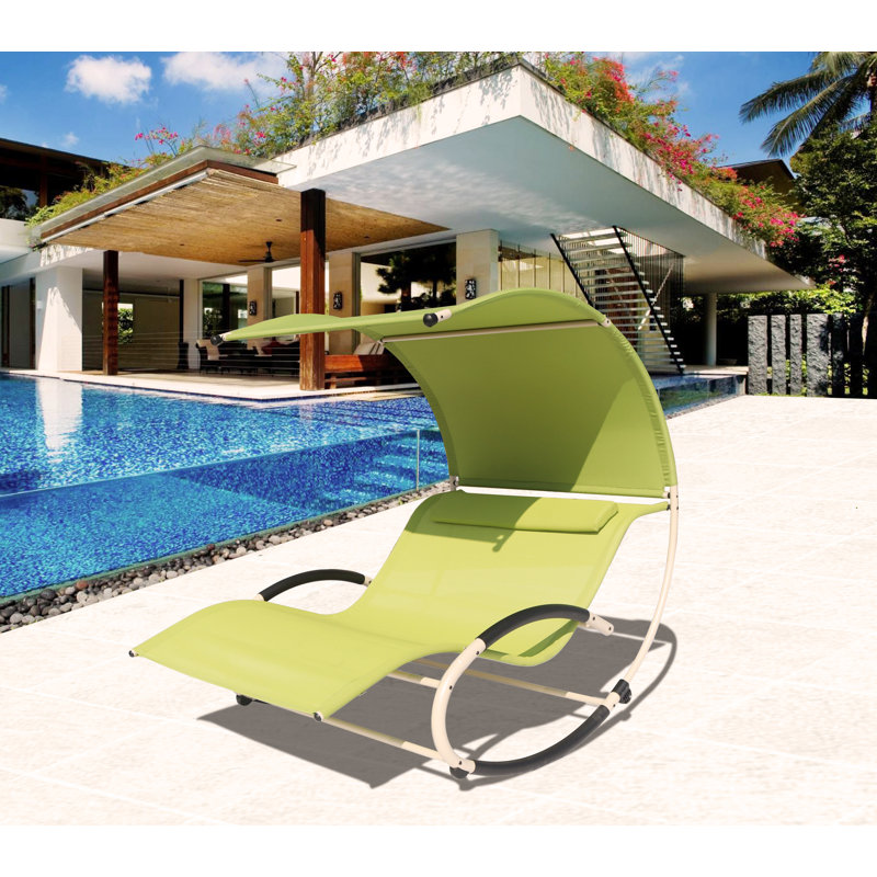 Elspeth Steel Outdoor Armless Lounge Chair, Apple Green
