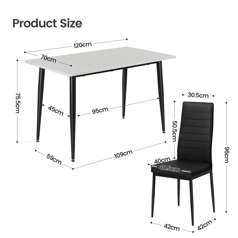Dining Set, Grey / Black, Black