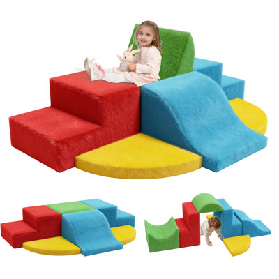 7-Piece Foam Climbing Blocks, Toddler Climbing Toys, Soft Play Set for Toddlers with Steps and Slide