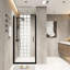 Porte de douche pivotante en verre trempé 28 po x 72 po dans un cadre en aluminium noir mat, poignée en acier inoxydable, conception de balançoire à fonctionnement doux, séparation de l'eau pour l'entretien de la salle de bain 28 po x 72 po avec fonction