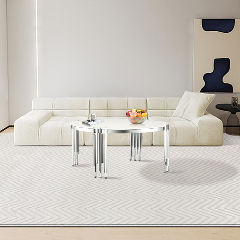 Table basse simple Deavon, Blanc, Argent