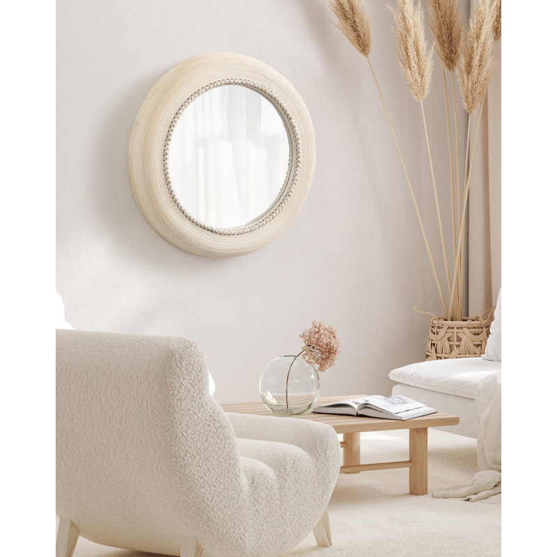 Circle Mirror with Beaded Detail