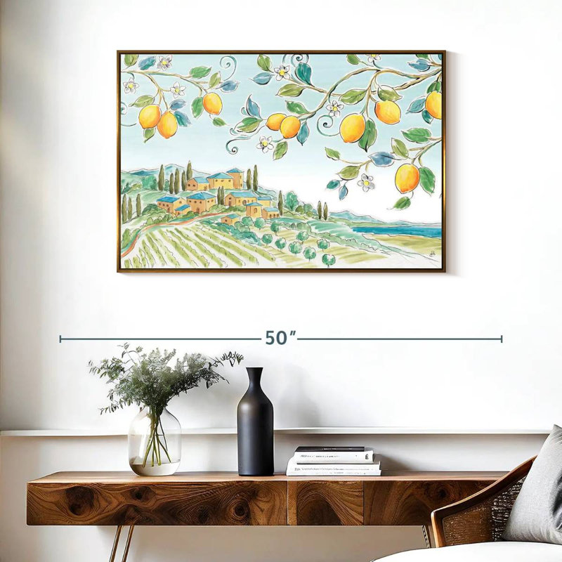 Brise méditerranéenne I, Cadre flottant doré, 37 po x 25 po