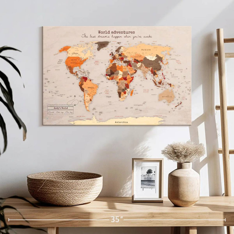 Carte du monde personnalisée, H 16 po x l 24 po, Oui