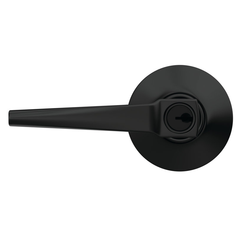 Eller Keyed Entry Lever with Plymouth Trim, Matte Black, Keyed Alike, Yes