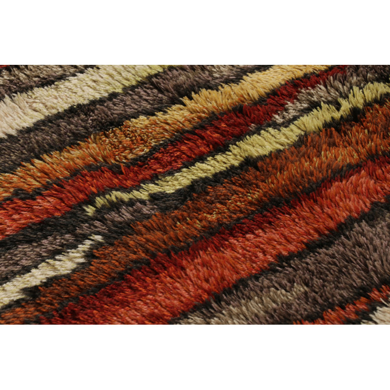 Vintage Swedish Rya Rug, Colorful Scandinavian Geometric Patterns - Rug & Kilim
