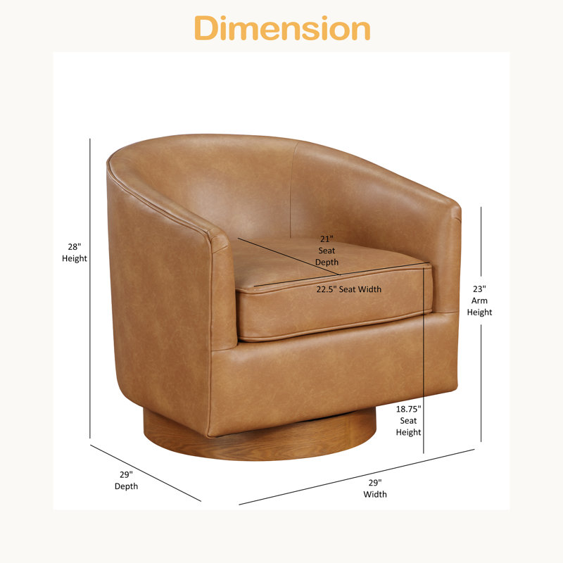 Fauteuil pivotant tonneau à base de bois, Brun
