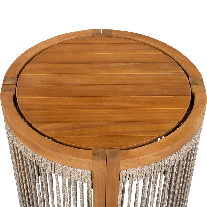 Ensemble de conversation d'extérieur en bois d'acacia moderne avec sièges courbés et détails en corde tissée