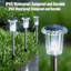 Éclairage de sentier solaire pour l'extérieur, paquet de 4 de 13 pouces, piquets solaires à lentille de cristal avec motif en étoile, lumières de jardin imperméables Ip65 pour paysage de patio