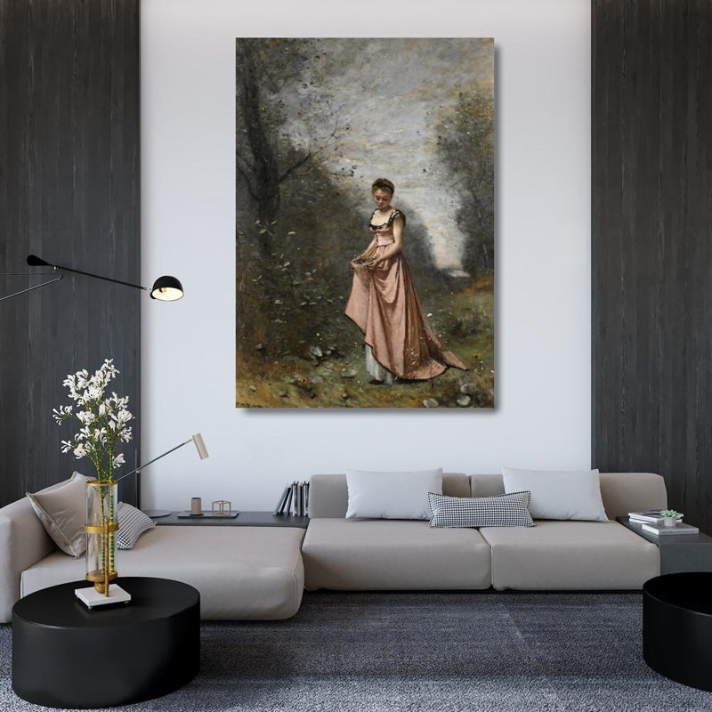«Springtime of Life» par Jean-Baptiste-Camille Corot - Toile tendue avec châssis, H 48 po x l 33 po