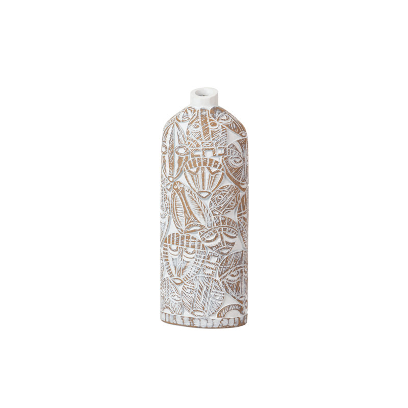 Table Vase, 37cm H x 15cm W x 11cm D, White/Gold