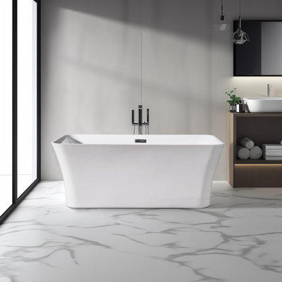 67" x 32" Freestanding Soaking Acrylic Bathtub