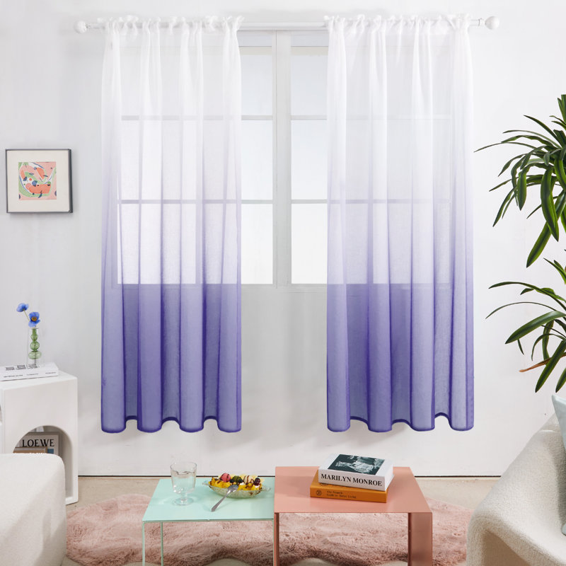 Paire de rideaux transparents Zhejno, L 52 po x L 72 po, Mauve
