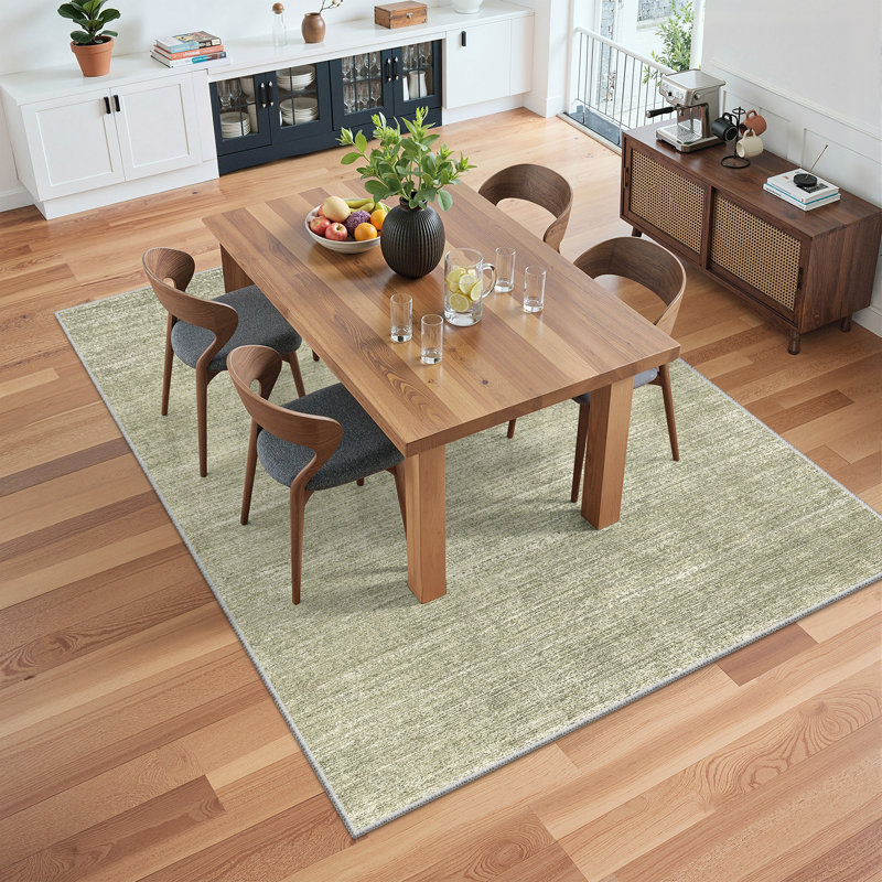 Tapis lavable à rayures rétro antidérapant (beige), Green, Rectangulaire 3 pi x 5 pi