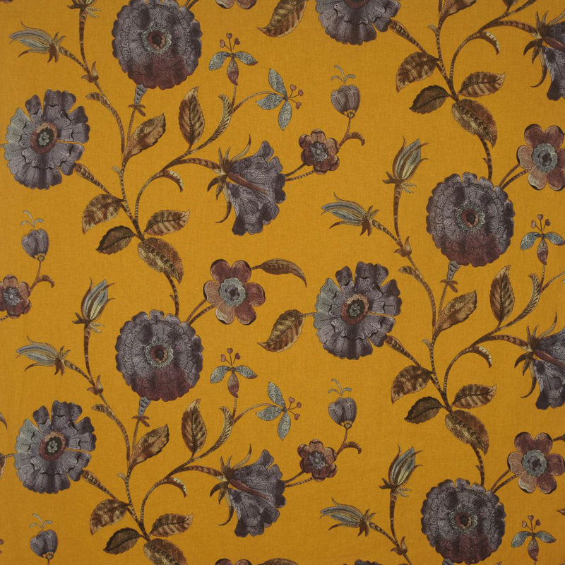 Allure Floral Fabric, Orange/Brown/Purple