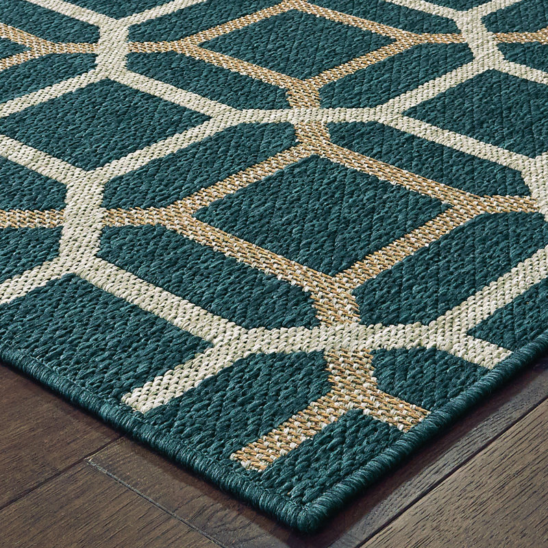 Tapis intérieur / extérieur bleu / gris Izola, Rectangle 7 pi 10 po x 10 pi