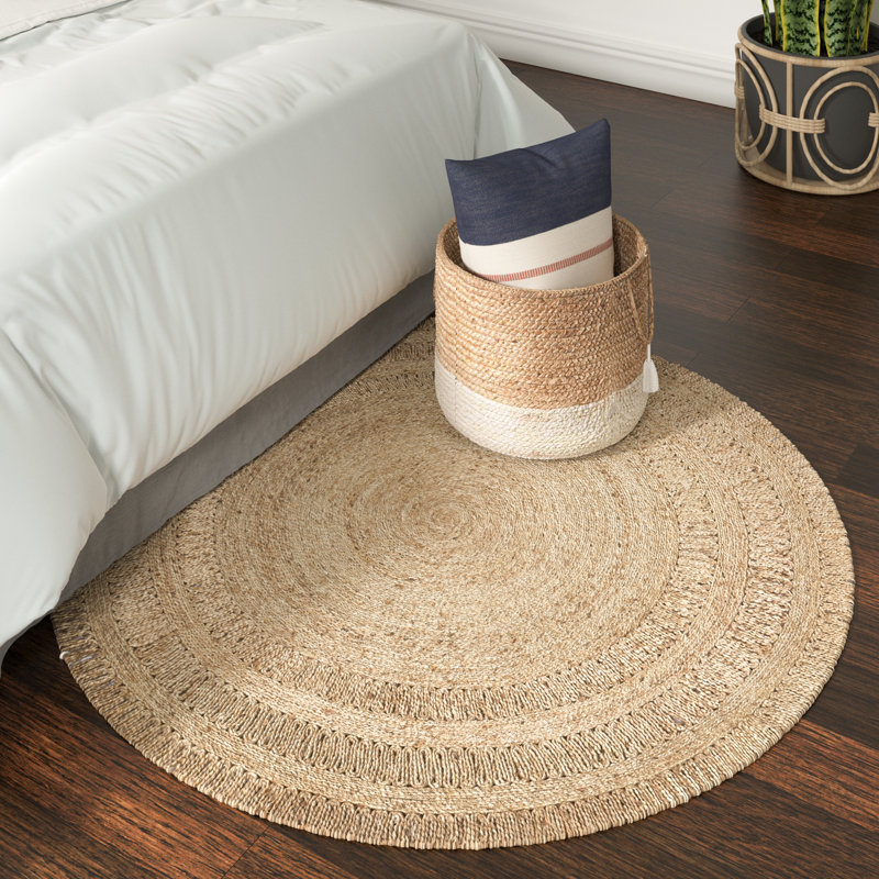 Ariton Brown/Tan Geometric Contemporary Boho Handmade Hand Braided Jute/Sisal Rug, Round 4' 