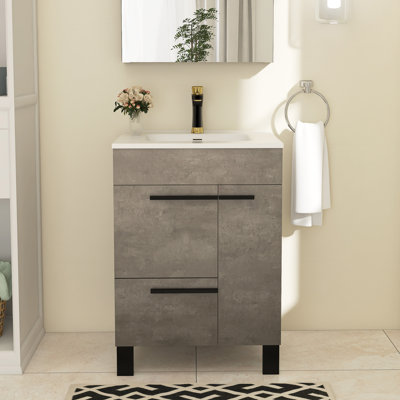 Ensemble de meuble-lavabo simple 24 po avec plateau en céramique Anjila