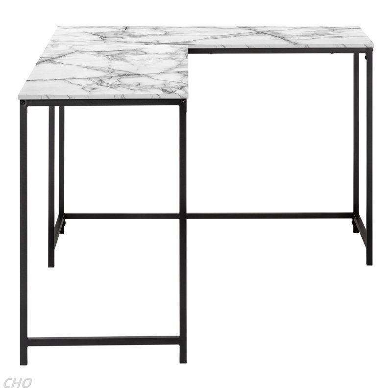 Bureau d'ordinateur, bureau personnel, coin, L 58 po, forme en L, travail, ordinateur portable, stratifié, métal noir, contemporain, moderne