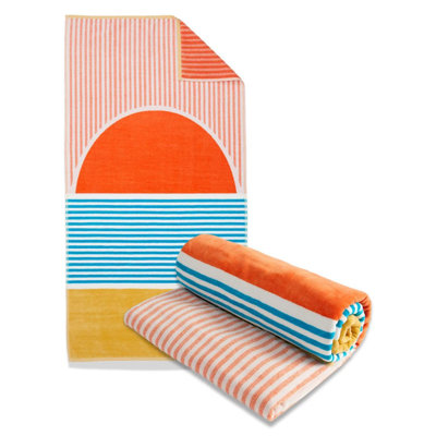 Luxury Oversized Beach Towels - Beach Sunset | Oversized 40" X 70" | Crafted From 100% Combed Cotton | Ultra Plush & Super Soft | Rays Collection