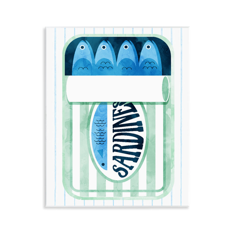 Plaque murale de conserves de sardines sur rayures, design par Lil 'Rue