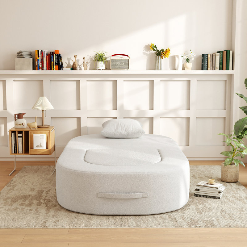 Fauteuil-lit 2 en 1 avec repose-pieds convertible Ivona Ivona Modern, aucun assemblage requis, Blanc