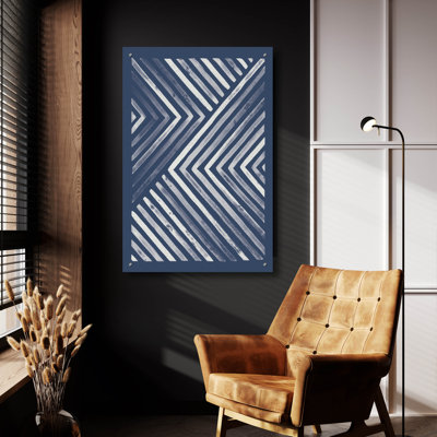 Art mural en verre Wrought Studio ™ «Blue Sunset 1» par Laura Marshall
