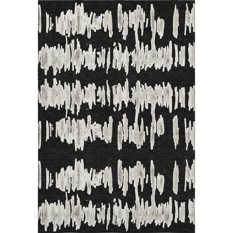 Premium Machine Washable Prisco Black Rug