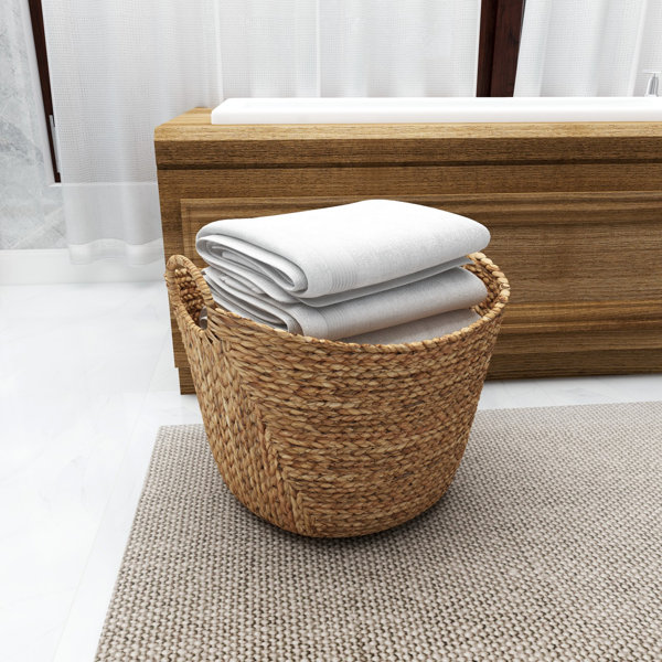 White Brown Olive Wicker Corner Laundry Basket Bin Bathromm Bedroom Storage