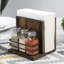 Porte-serviette rustique en bois avec salière et poivrière - Ensemble de rangement de table pour la cuisine ou la table à manger-242936966