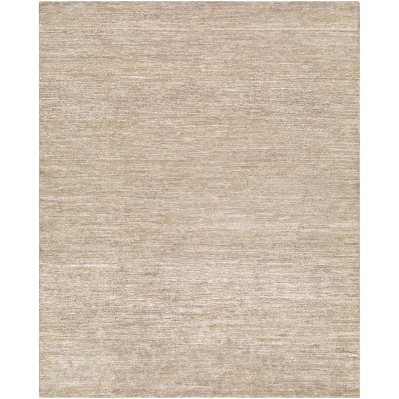 Linora Hand Knotted Linen Area Rug in Beige, Rectangle 9' x 12'