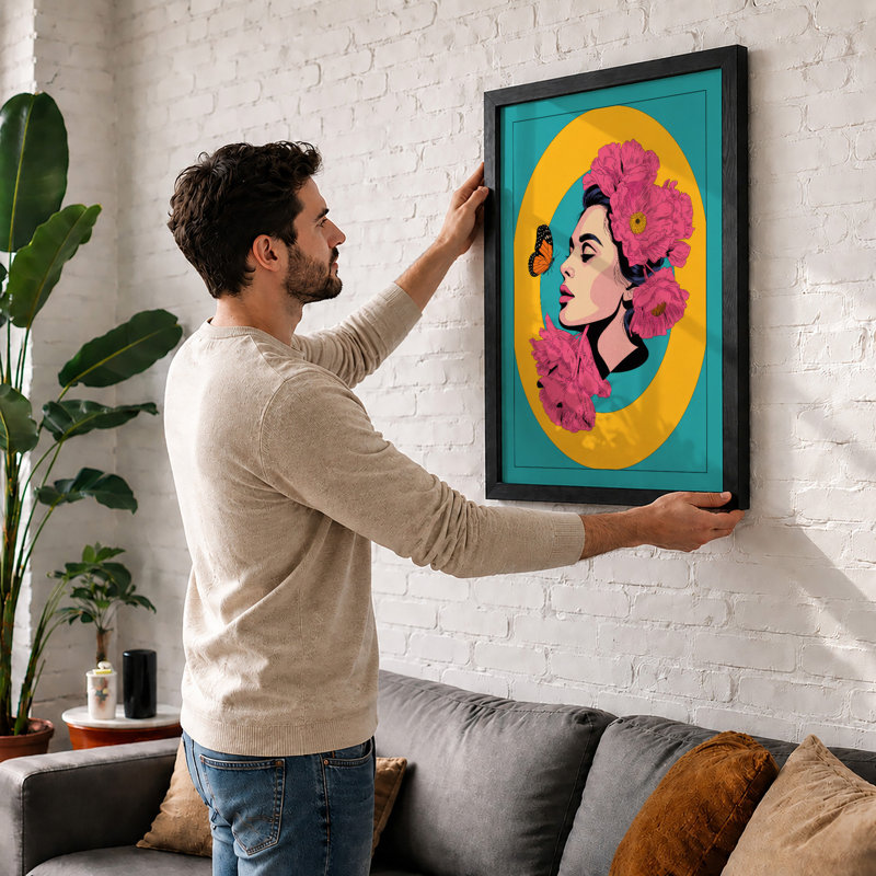 Woman in Bloom Modern - Framed Print, A4 - 29.7 x 21.0 cm, White
