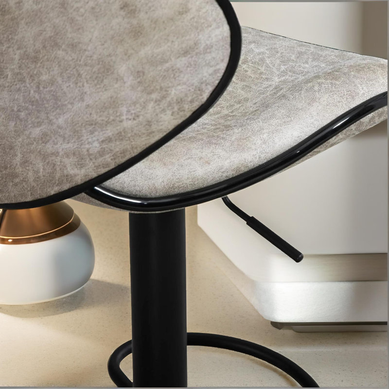 Banessa Grey Swivel Adjustable Height 2 Bar Stools, Kitchen Chair, Vegan Leather