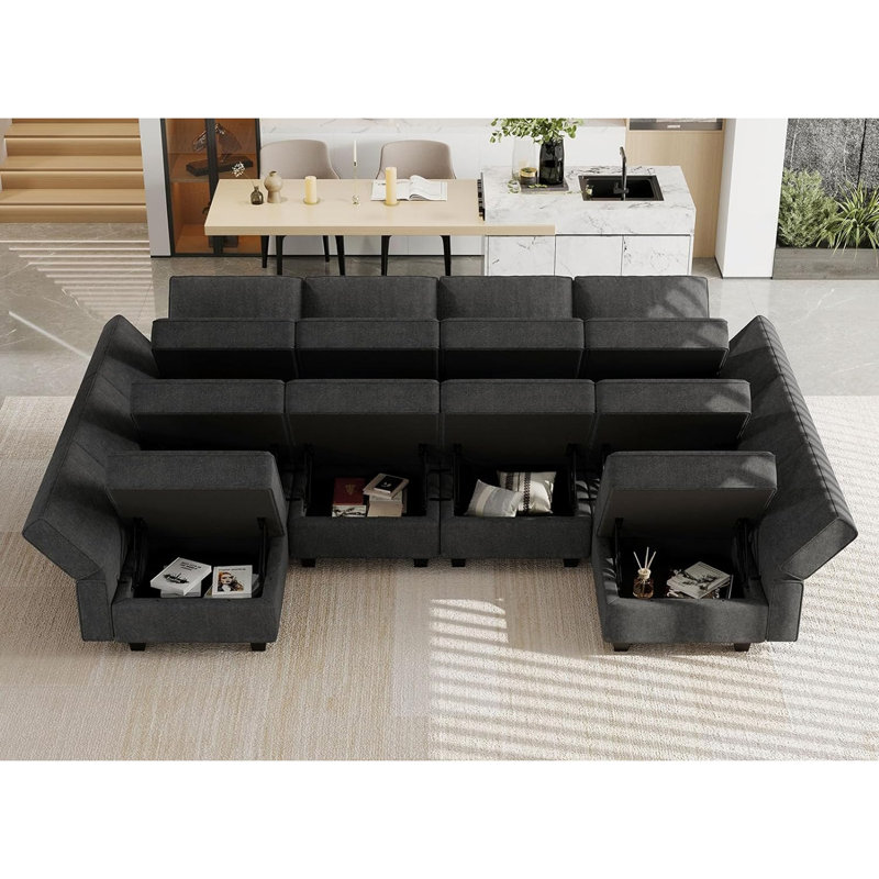 Neemi Oversized Modular Sectional Sofa U Shaped Couch Set With Storage Seat Convertible Large Couch U Shape Set