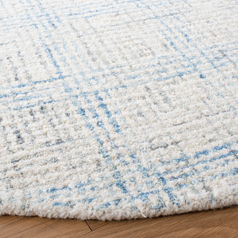 Tapis en laine / coton touffeté à la main Terkel en brun / bleu / ivoire, Rectangle 6 pi x 9 pi