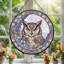Panneau de vitrail de hibou floral ， H 12 po-1233588894