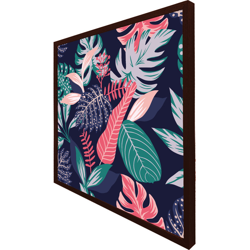 Abela Tropical Plant Leaves 1 Piece Single Picture Frame Wall Art, 61cm H x 61cm W x 4cm D, Brown Framed