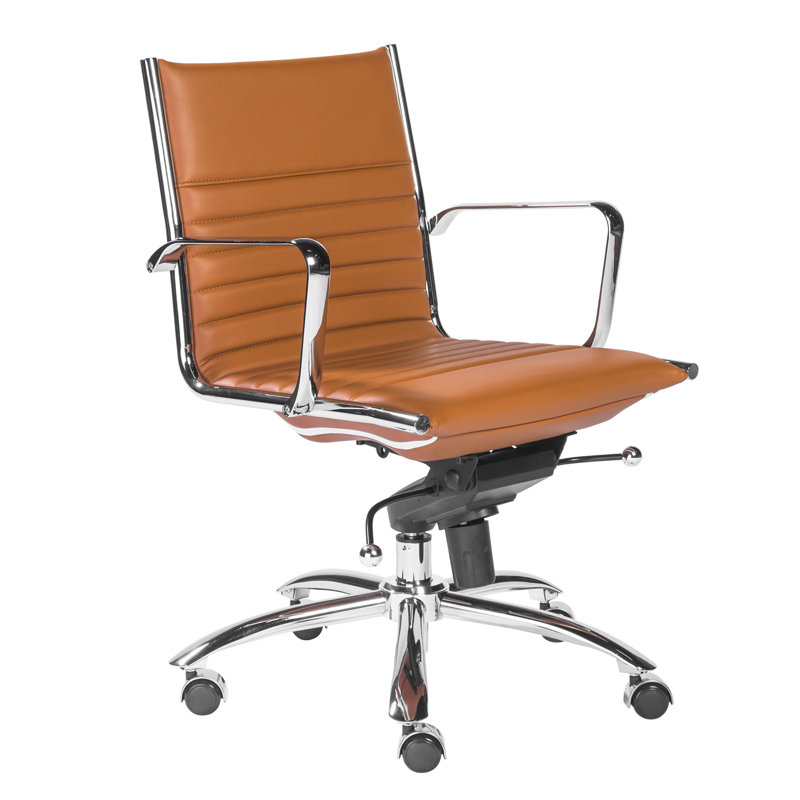 Naida Faux Leather Swivel Task Chair, Yes, Cognac Faux Leather