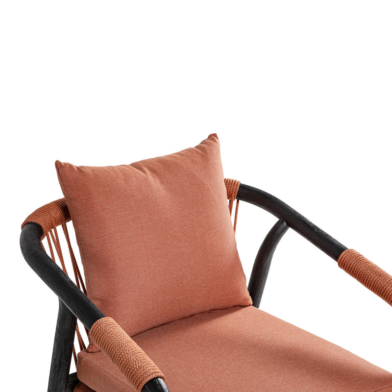Chaise de salle à manger d'extérieur en eucalyptus noir avec coussin rouge Cezar - ensemble de 2, Rouge, Noir / Rouge