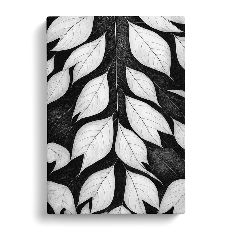 Monochrome Leaves No.1 - Wrapped Canvas Print, 50cm H x 35cm W x 3cm D