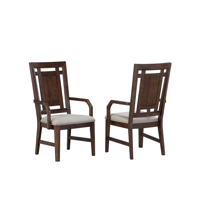 Chaise avec accoudoirs Ealy en chêne foncé