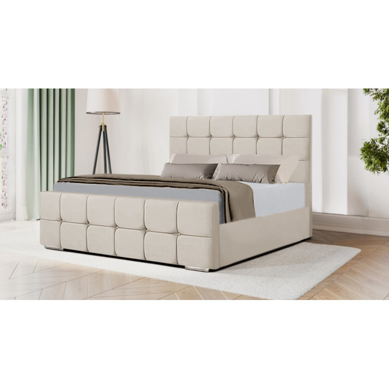 Ciandra Upholstered Bed, Double, Cream