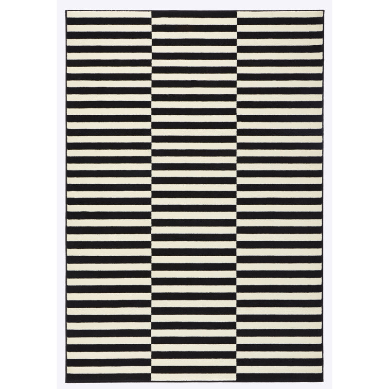 Panel Machine Woven Black/Cream Indoor Rug, Rectangle 200 x 290cm
