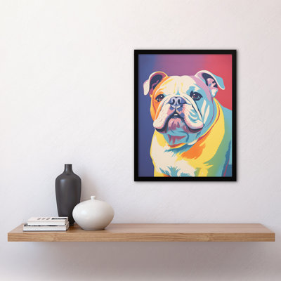 British Bulldog Pastel Tones Screen Print Risograph - Single Picture Frame Print