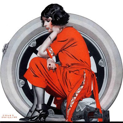 Vintage Fashion Flat Tire by Coles Phillips - Wrapped Canvas Print