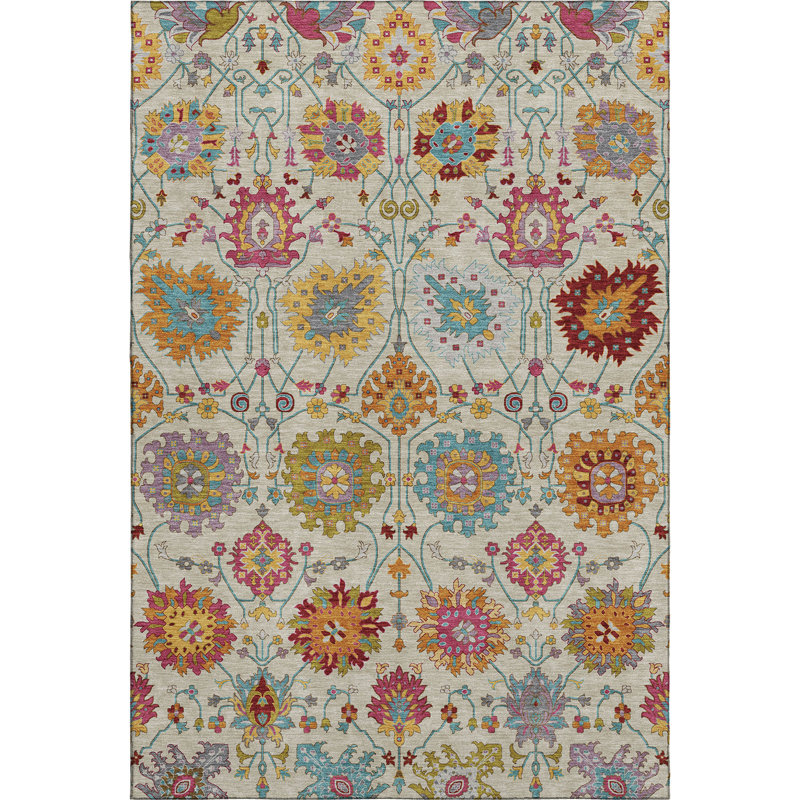 Tapis damassé de qualité supérieure Mayfield AMF2288, Lin, 3 pi x 5 pi