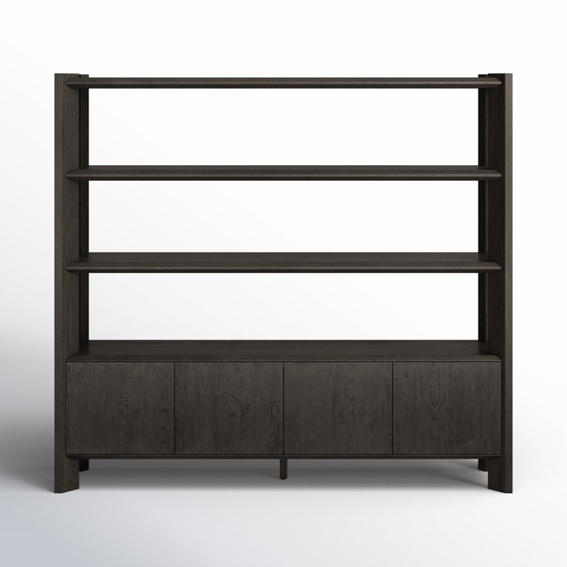 Orwin Wide Bookshelf-Smoked Black Oak, Black