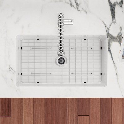 32 x 19 po Évier de cuisine rectangulaire en argile réfractaire double encastré en céramique