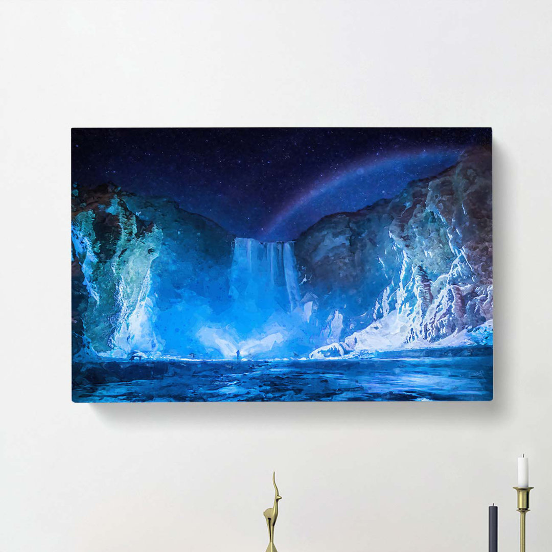 Skogafoss Waterfall In Iceland In Abstract - Wrapped Canvas