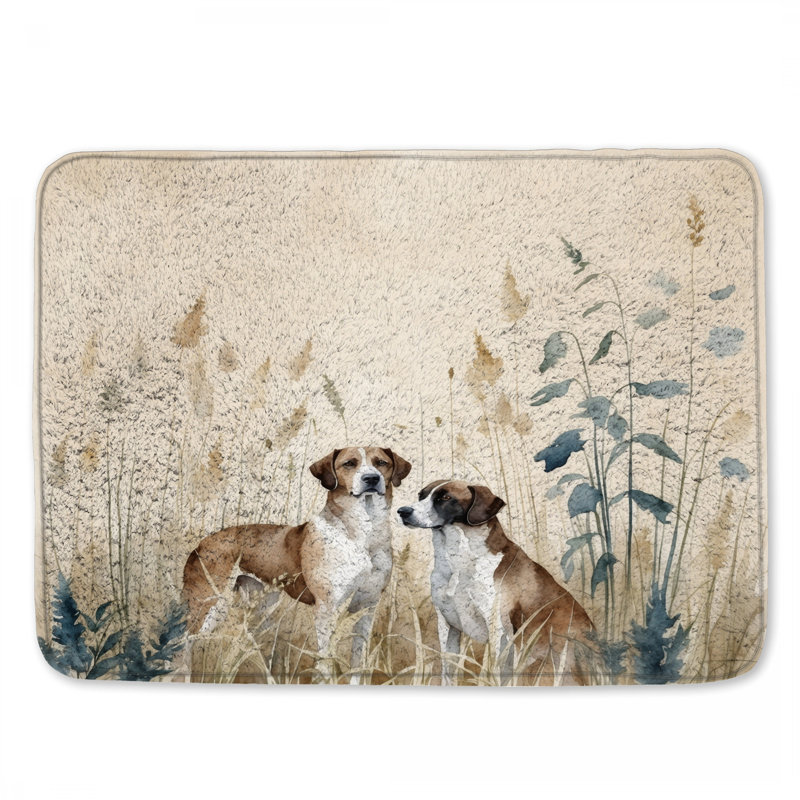 Tapis de bain Deux chiens dans l'herbe, L 34 po x L 21 po